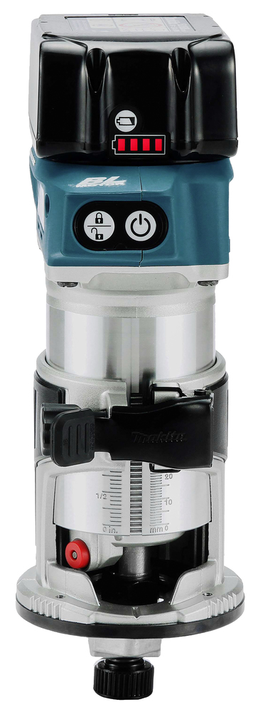 Makita Akku-Multifunktionsfräse DRT50ZJX2 + Zubehör,+Schutzbrille, ohne Ladegerät und Akku
