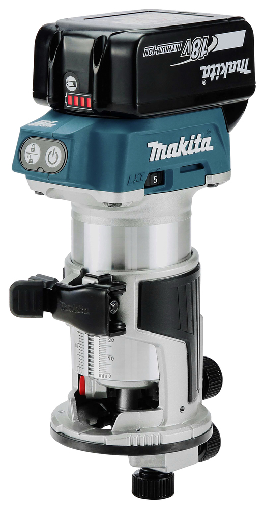 Makita Akku-Multifunktionsfräse DRT50ZJX2 + Zubehör,+Schutzbrille, ohne Ladegerät und Akku