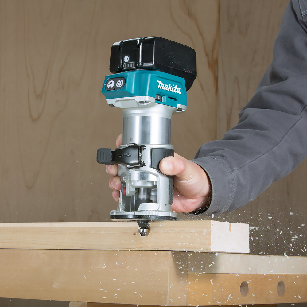 Makita Akku-Multifunktionsfräse DRT50ZJX2 + Zubehör,+Schutzbrille, ohne Ladegerät und Akku
