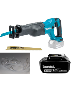 Makita DJR186 Akku Reciprosäge Schutzbrille 2 Sägeblätter Akku