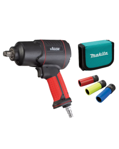1/2" Schlagschrauber VIGOR + MAKITA E-12354 Stecknüsse ummantelt